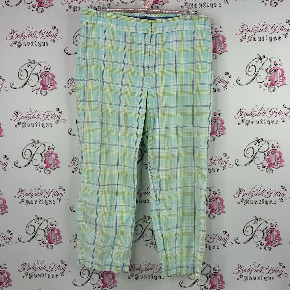 Talbots capri pants plaid pastel Light Blue and Green Plaid Pants